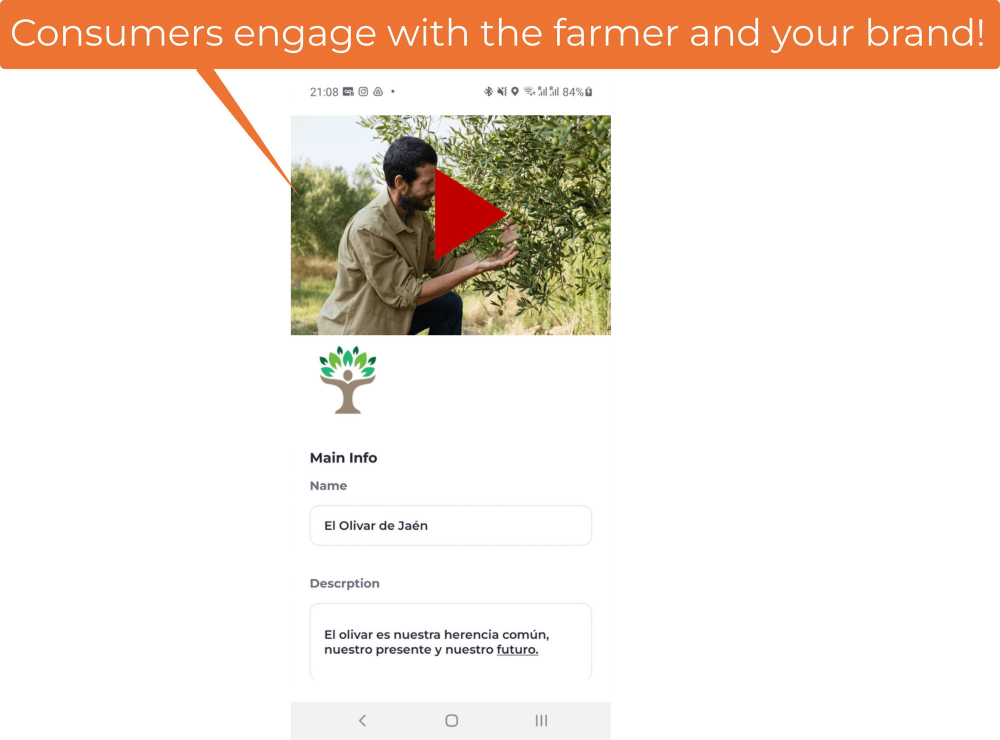 A grower's profile and video in the Tremap app